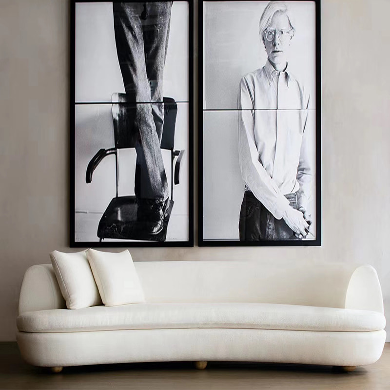 RSF-8252 sofá de tela de sala de estar moderno curvo blanco