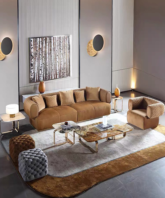 Sofás de salón de cuero de estilo lujoso RJT-8253