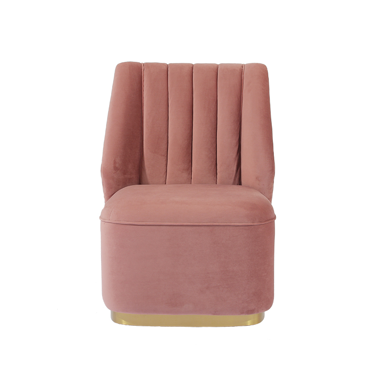 RJC-1326 Sofá seccional individual con diseño de línea capitoné tapizado en terciopelo rosa