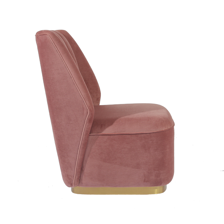 RJC-1326 Sofá seccional individual con diseño de línea capitoné tapizado en terciopelo rosa
