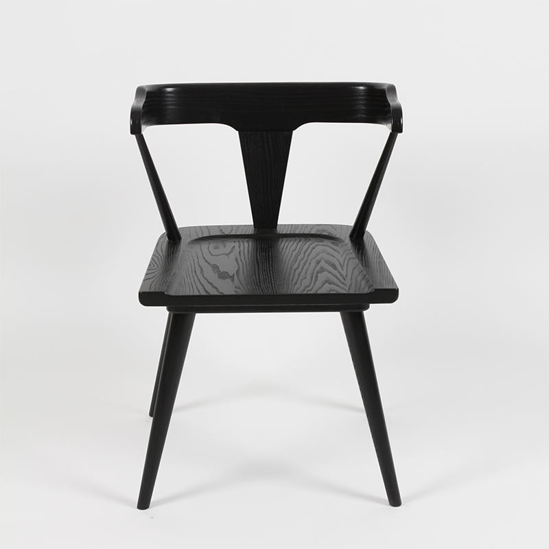 RDC-Silla de comedor de madera maciza lacada en negro de diseño simple