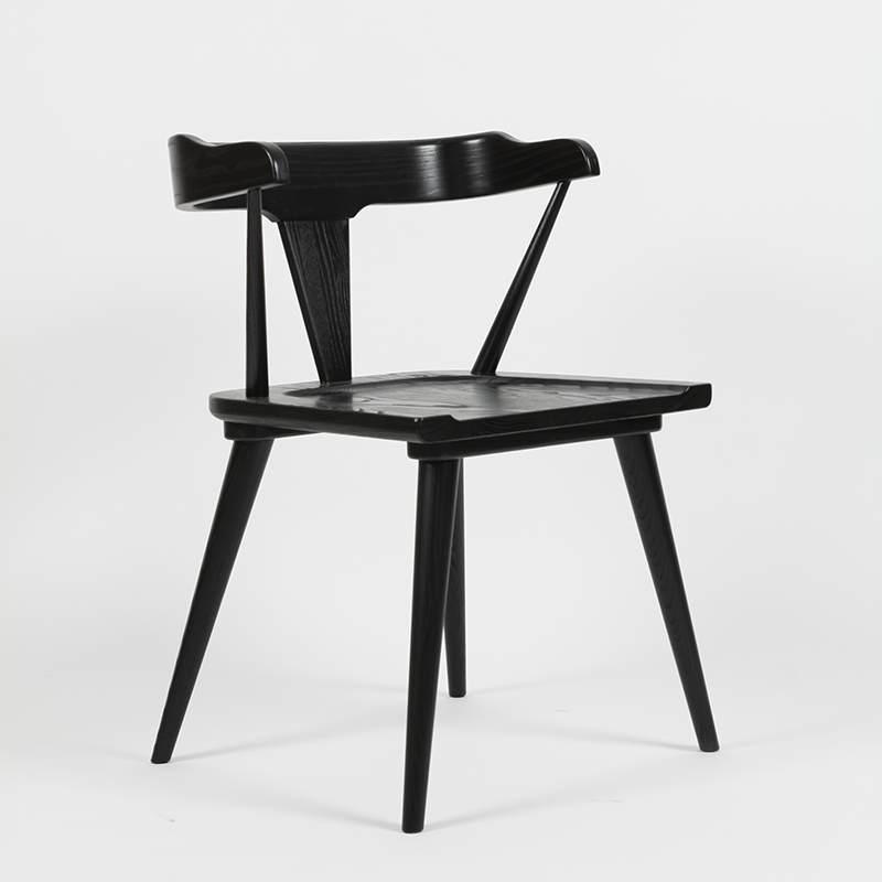 RDC-Silla de comedor de madera maciza lacada en negro de diseño simple